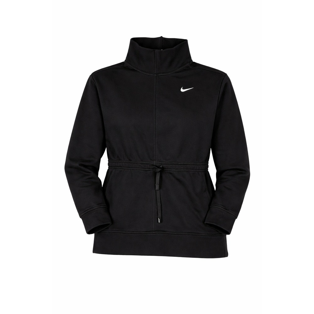 Nike Women's L Black Dri-FIT Get Fit Pullover Training Top High Neck Cinch Waist